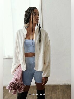 🤍 Free People Movement Ziggy Fleece Jacket ✨ Cream Brushed Sail Cozy Size S